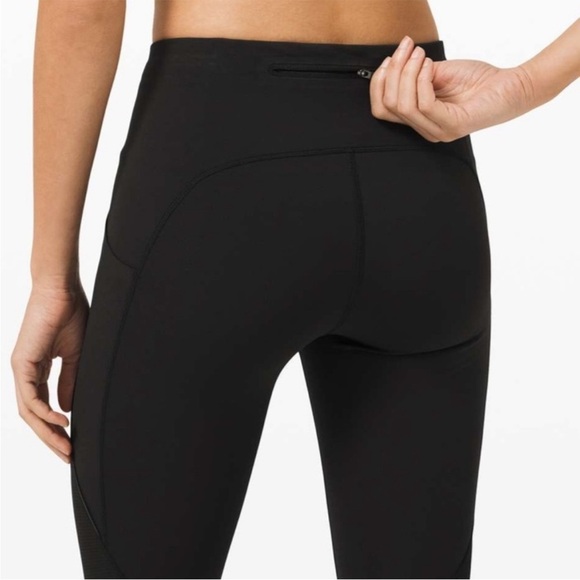 Lululemon Run Off Route Mid Rise Crop 21" Black Fast and Free crop Yoga pants 4 - Picture 3 of 12